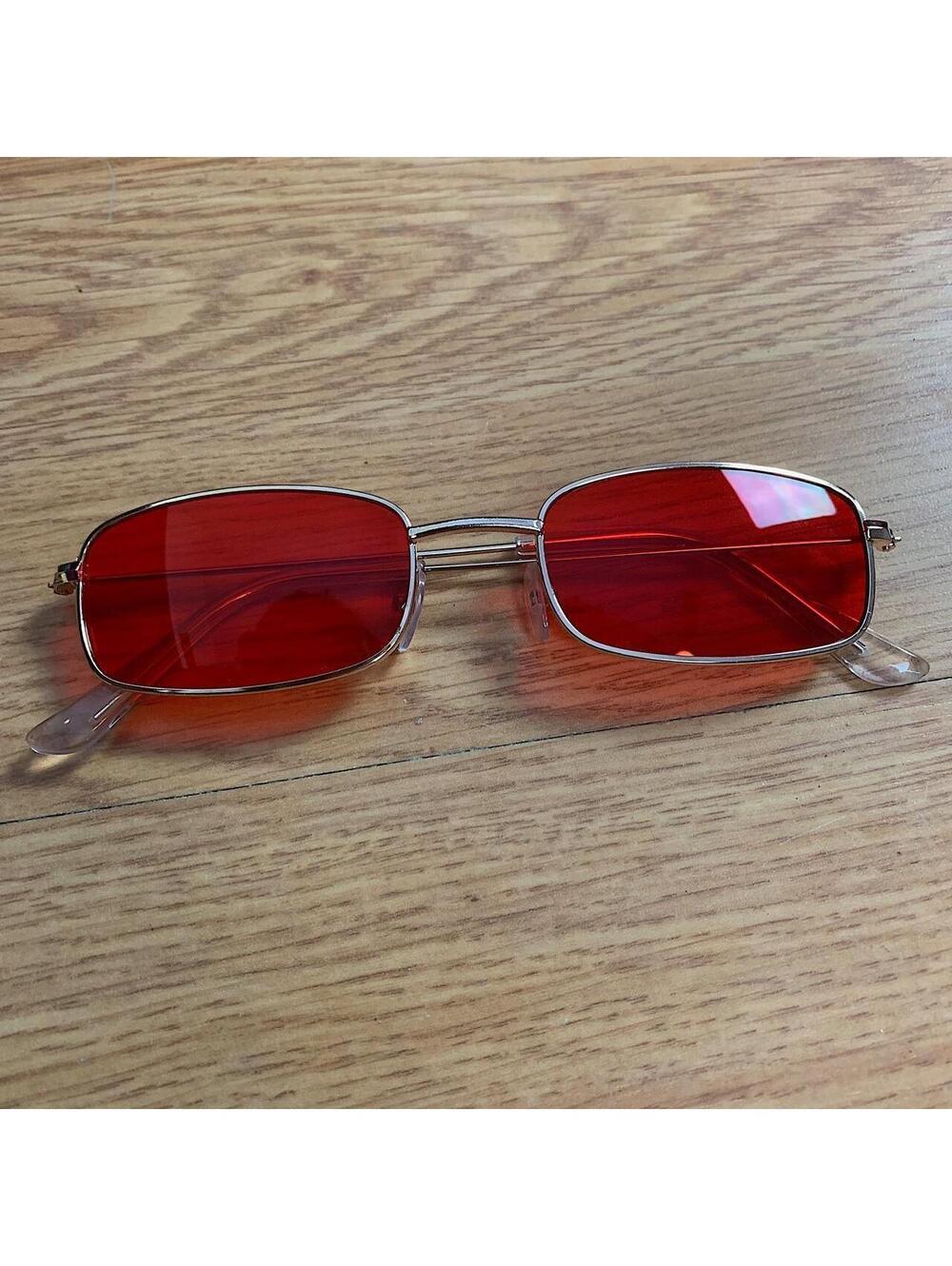 Cyber Y2k 90s 2000s vintage unique slim style gold trim sunglasses. Gold trim - Picture 4 of 7